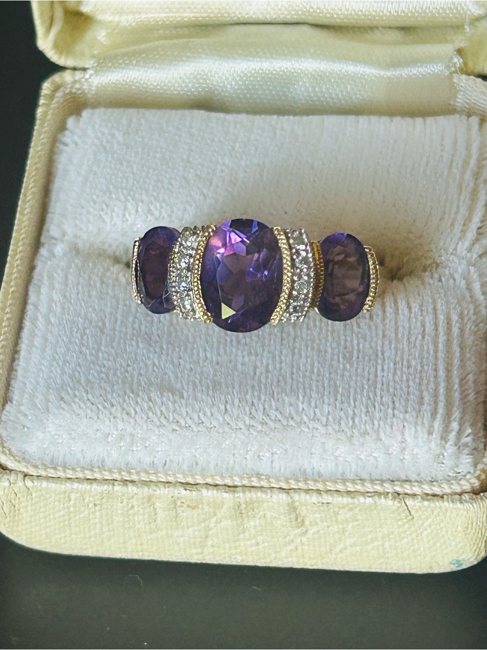 Amethyst and Diamond 10k Gold Ring